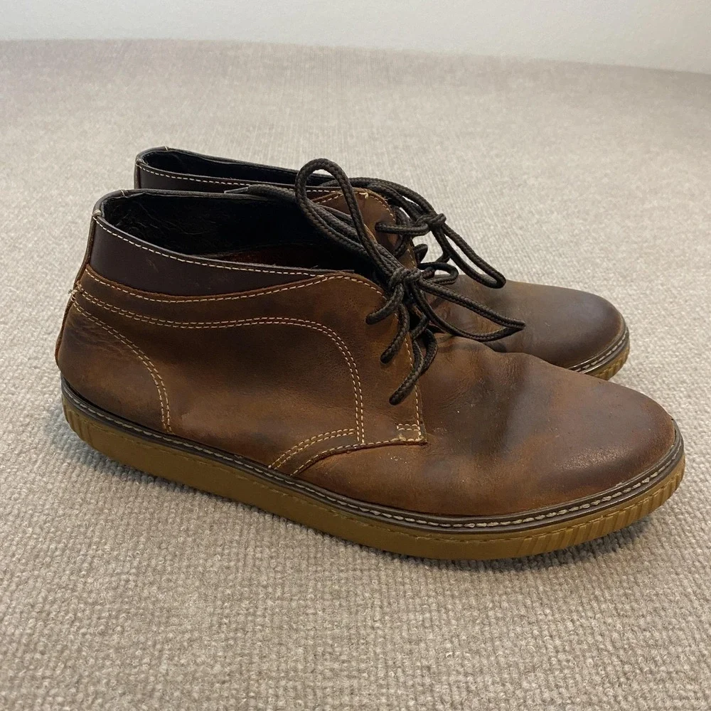 Johnston & Murphy Boots Mens Size 10.5 Brown Leather Chukka Ankle Lace Up Casual
